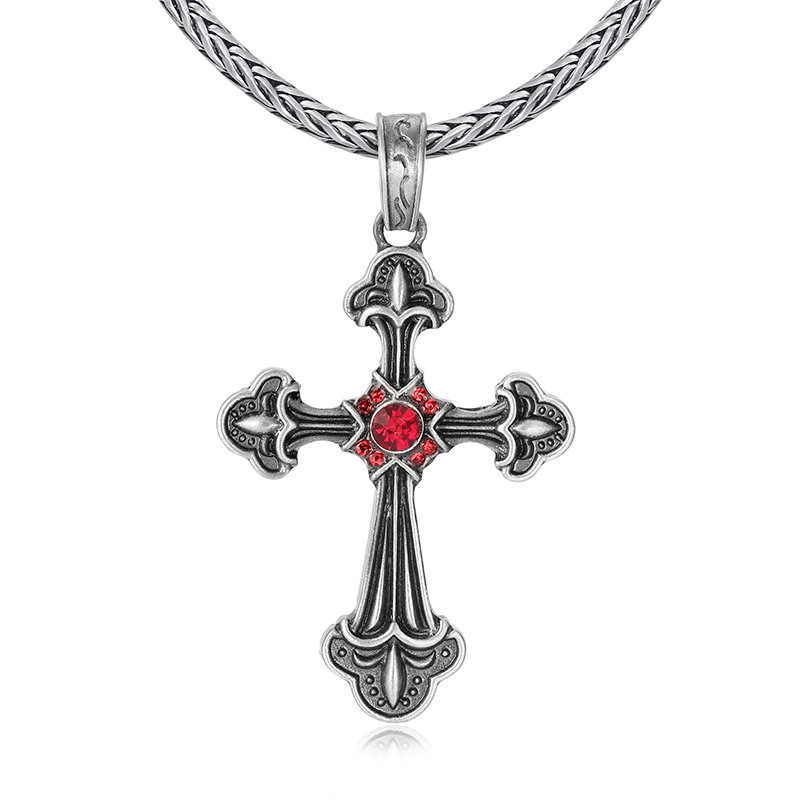 EVBEA Gothic Cross with Red Crystal