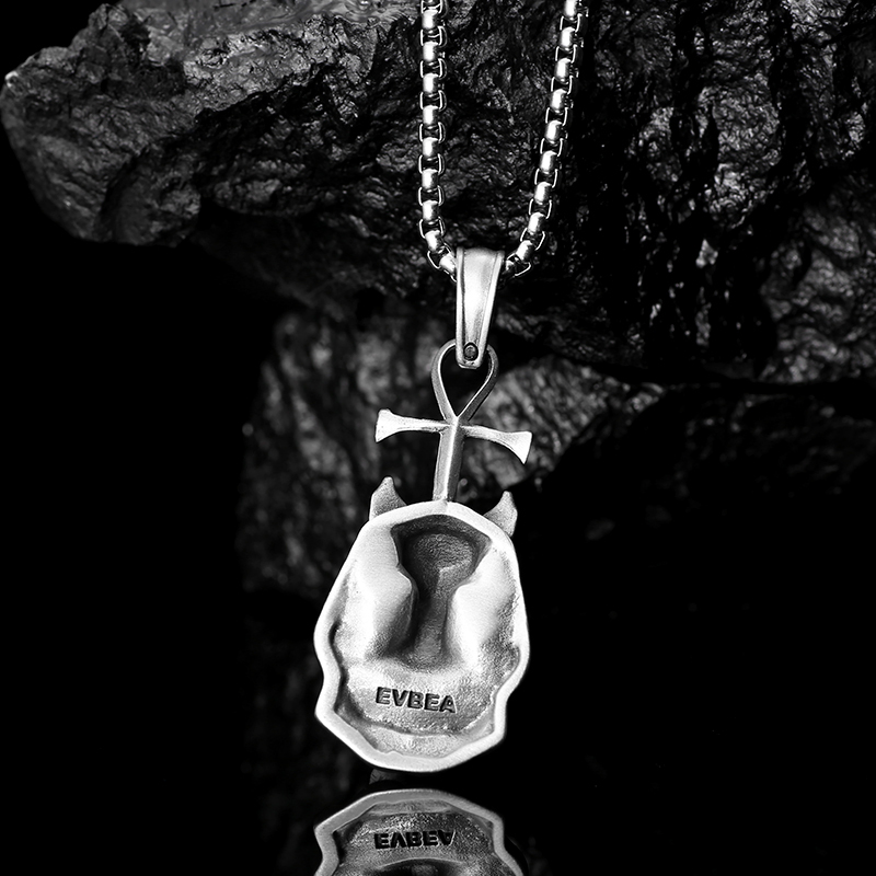 Solid Pewter Bastet Cat Goddess Necklace | Egyptian Ankh Pendant