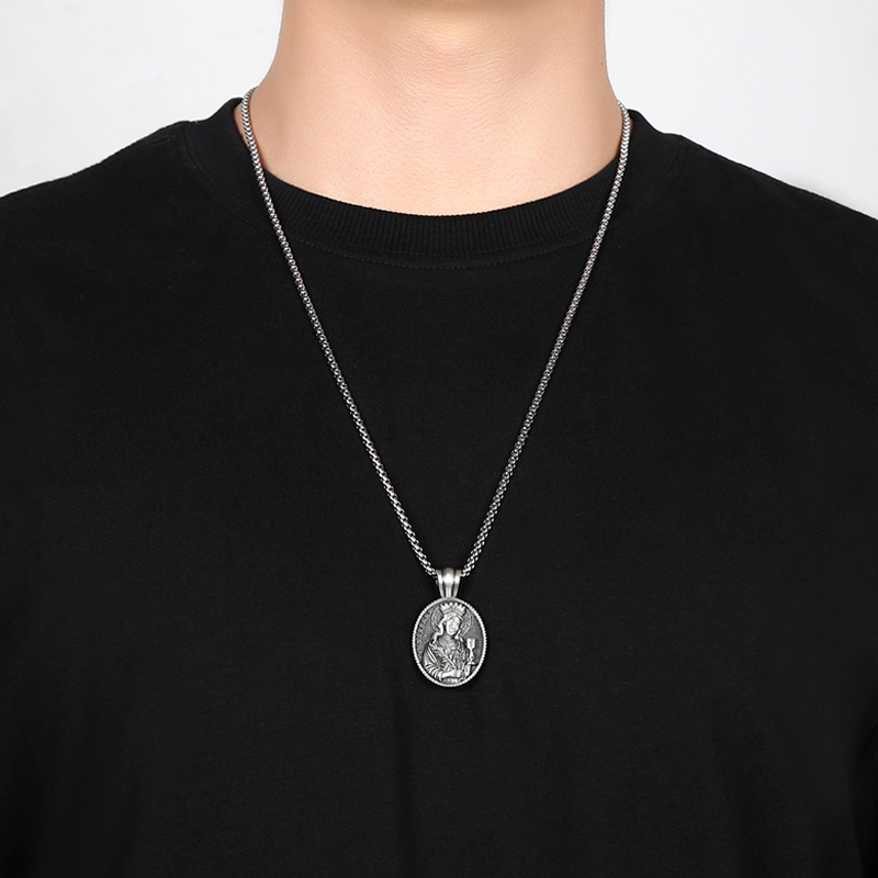 Solid Pewter Saint Barbara Necklace | Patron Saint Protection Pendant