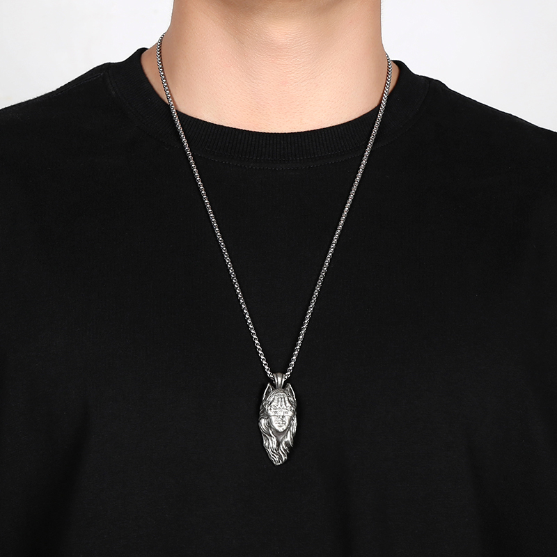 Solid Pewter Wild Spirit Goddess Necklace | Animal Headdress Pendant