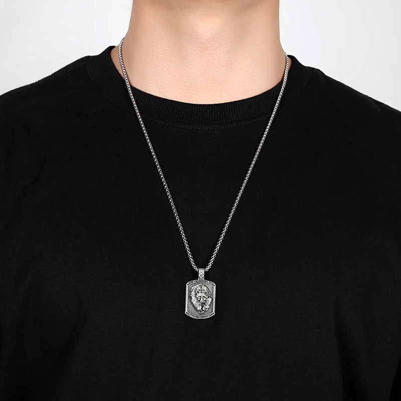 Solid Pewter Viking Bear Necklace | Berserker Spirit Dog Tag Pendant