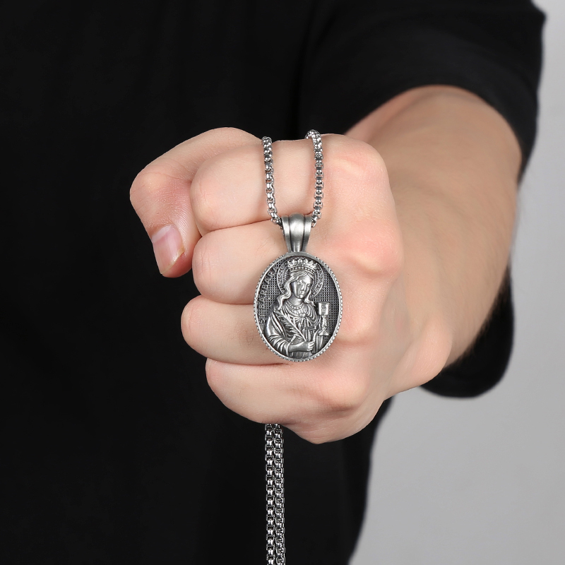 Solid Pewter Saint Barbara Necklace | Patron Saint Protection Pendant