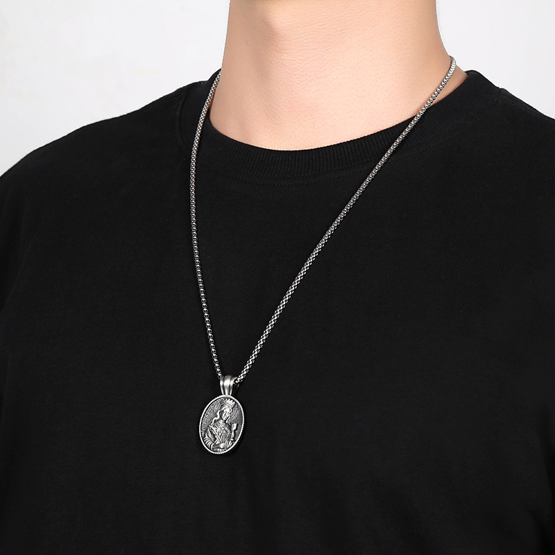 Solid Pewter Saint Barbara Necklace | Patron Saint Protection Pendant