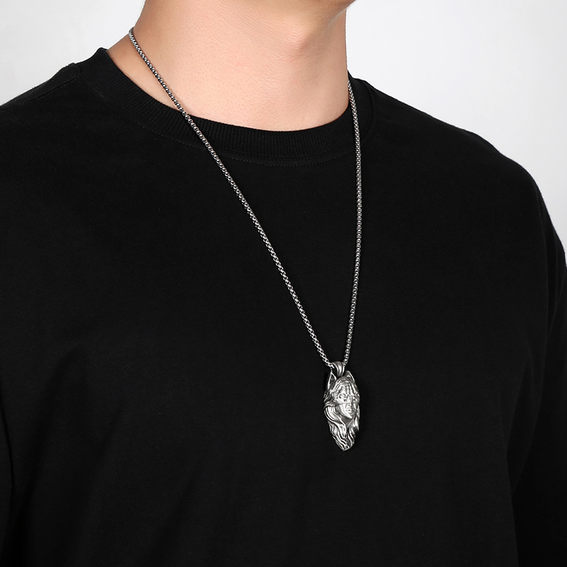 Solid Pewter Wild Spirit Goddess Necklace | Animal Headdress Pendant