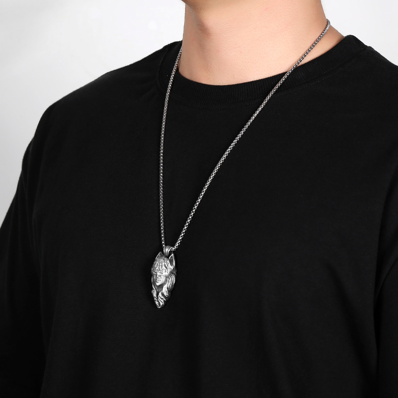 Solid Pewter Wild Spirit Goddess Necklace | Animal Headdress Pendant