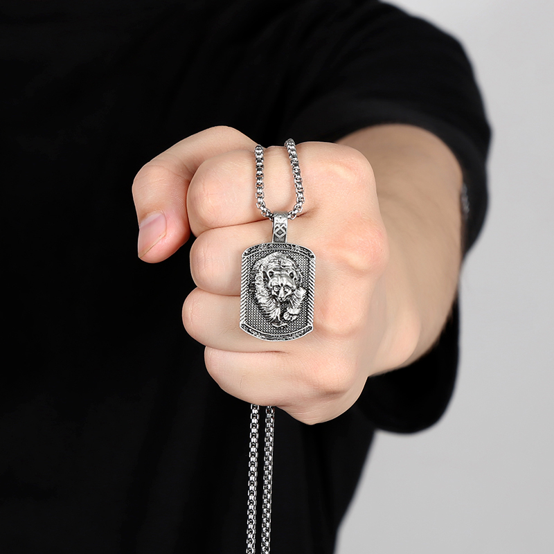 Solid Pewter Viking Bear Necklace | Berserker Spirit Dog Tag Pendant