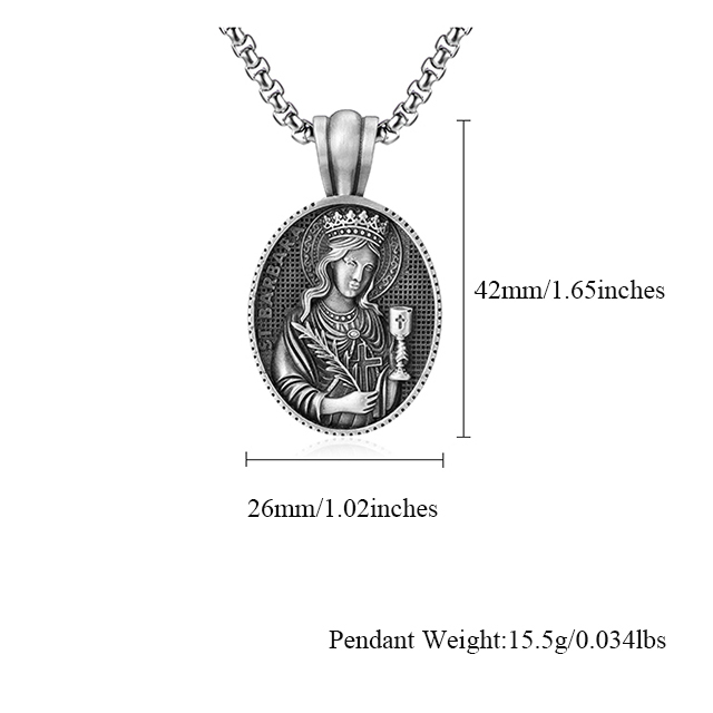 Solid Pewter Saint Barbara Necklace | Patron Saint Protection Pendant