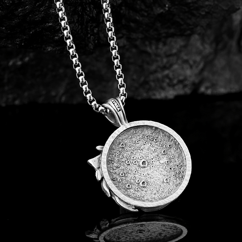 Solid Pewter Howling Wolf Moon Necklace | Lone Wolf Spirit Pendant
