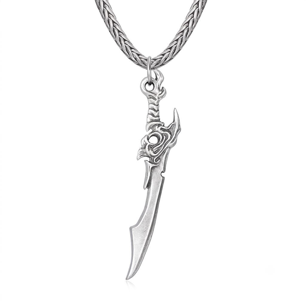 Solid Pewter Fantasy Sword Necklace | Samurai Katana Blade Pendant