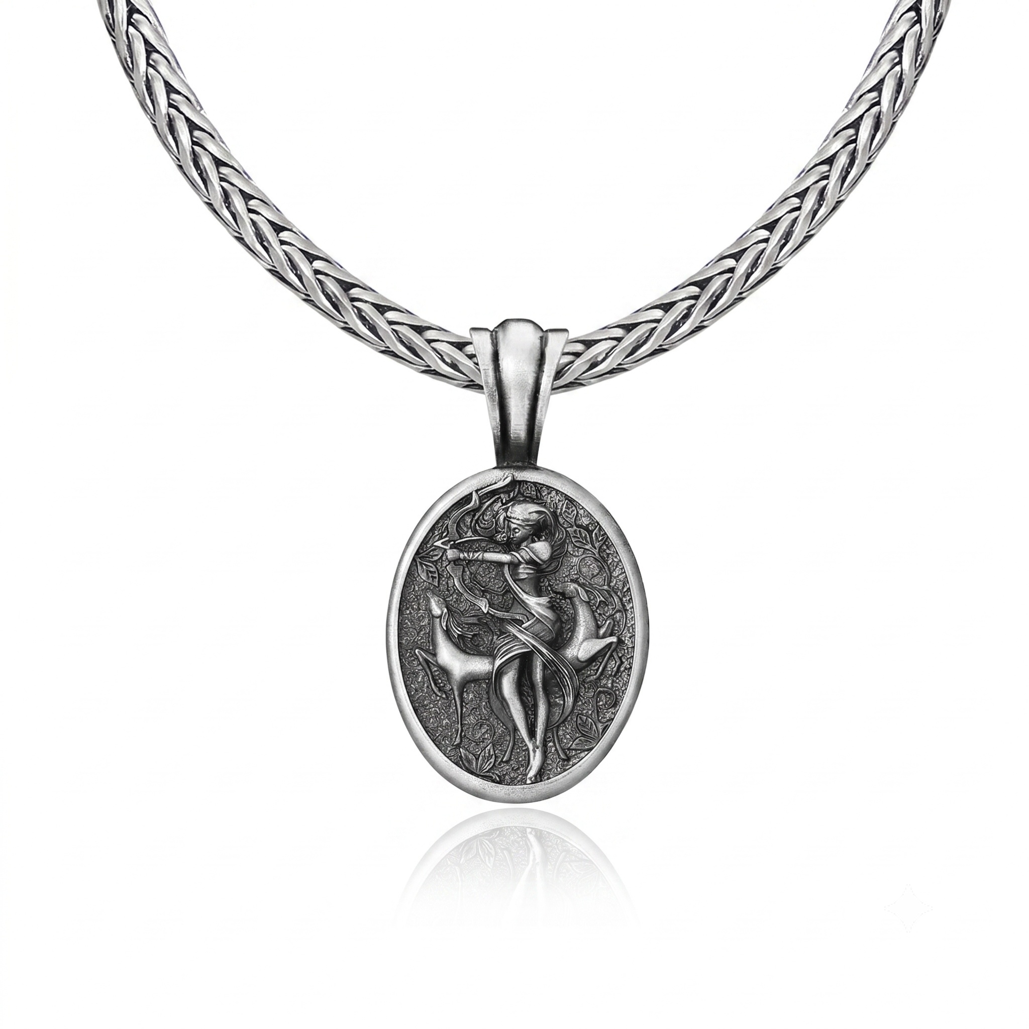 Solid Pewter Artemis Goddess Necklace | Diana The Huntress Pendant