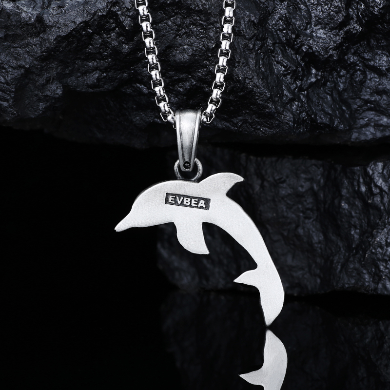 Solid Pewter Leaping Dolphin Necklace | Ocean Spirit Pendant