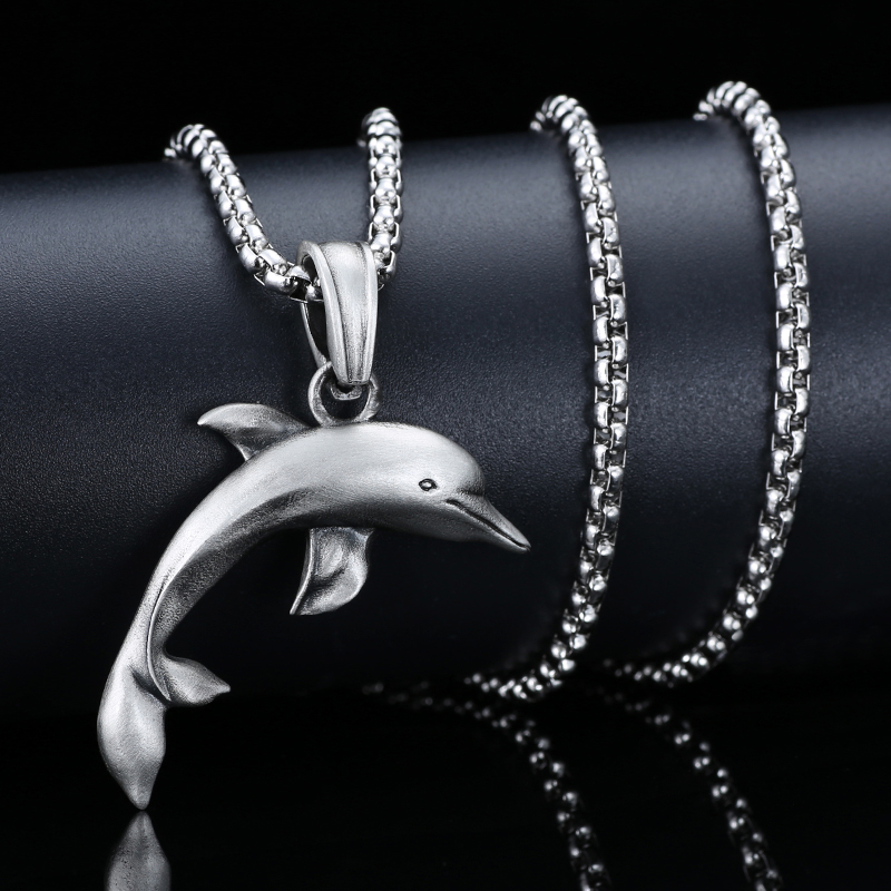 Solid Pewter Leaping Dolphin Necklace | Ocean Spirit Pendant