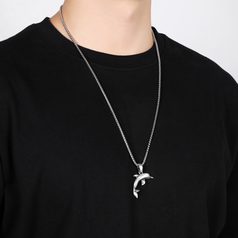 Solid Pewter Leaping Dolphin Necklace | Ocean Spirit Pendant