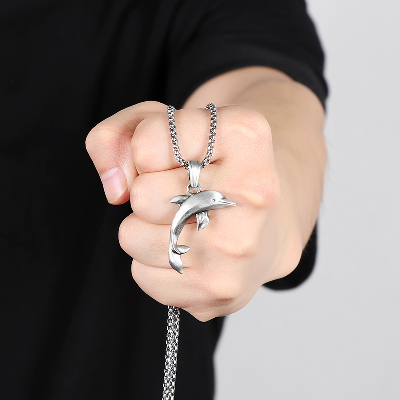 Solid Pewter Leaping Dolphin Necklace | Ocean Spirit Pendant