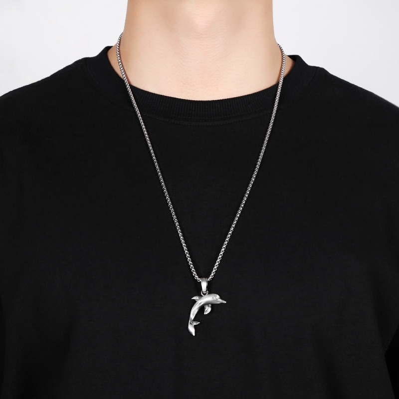 Solid Pewter Leaping Dolphin Necklace | Ocean Spirit Pendant