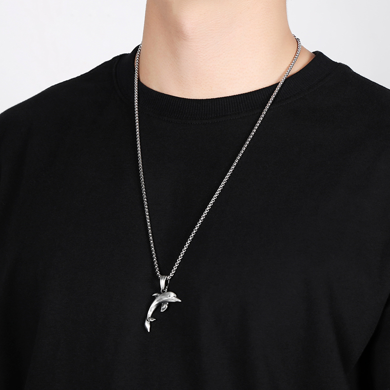 Solid Pewter Leaping Dolphin Necklace | Ocean Spirit Pendant
