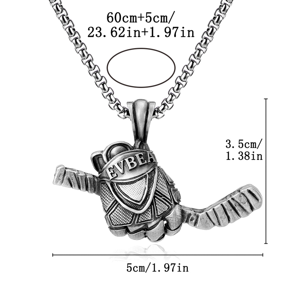 Solid Pewter Ice Hockey Glove & Stick Necklace | Sports Player Pendant