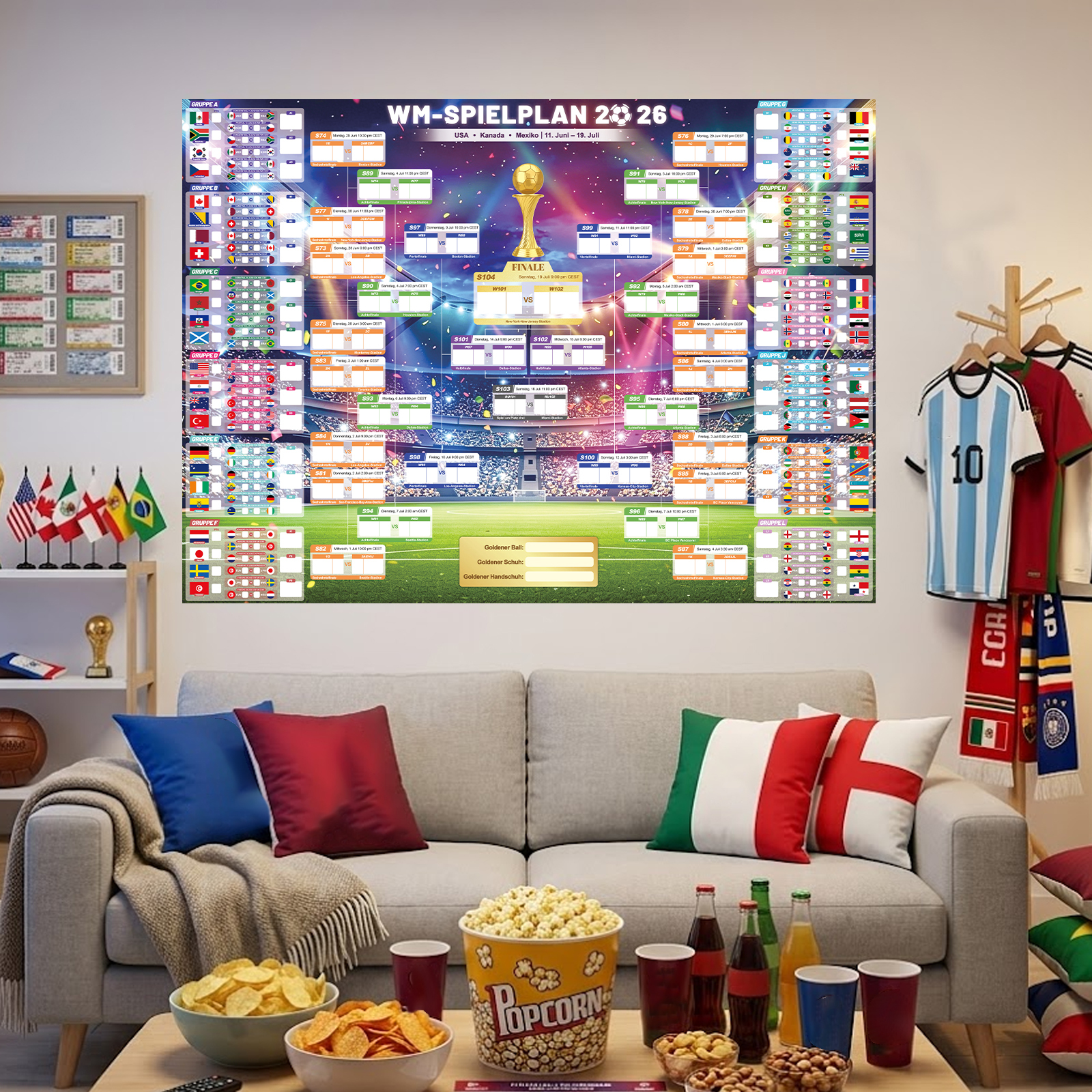 2026 World Cup Wall Chart Poster | ET, BST & CEST Match Schedule