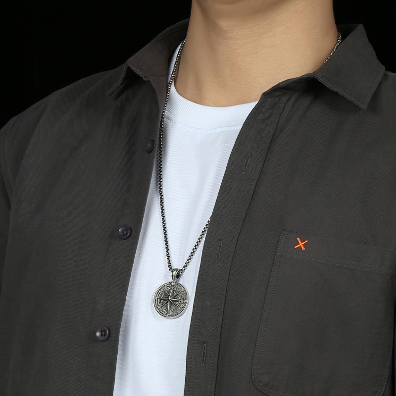 Solid Pewter Vintage Compass Necklace | True North Guidance Pendant