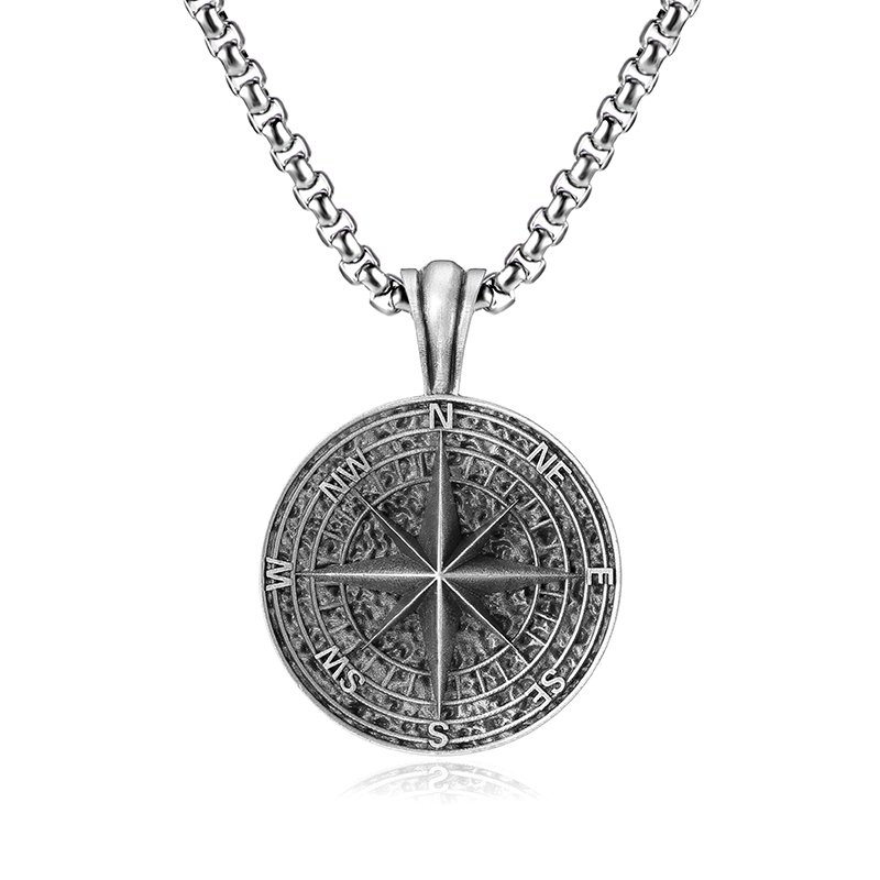Solid Pewter Vintage Compass Necklace | True North Guidance Pendant