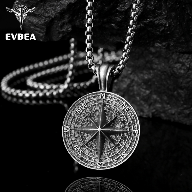 Solid Pewter Vintage Compass Necklace | True North Guidance Pendant