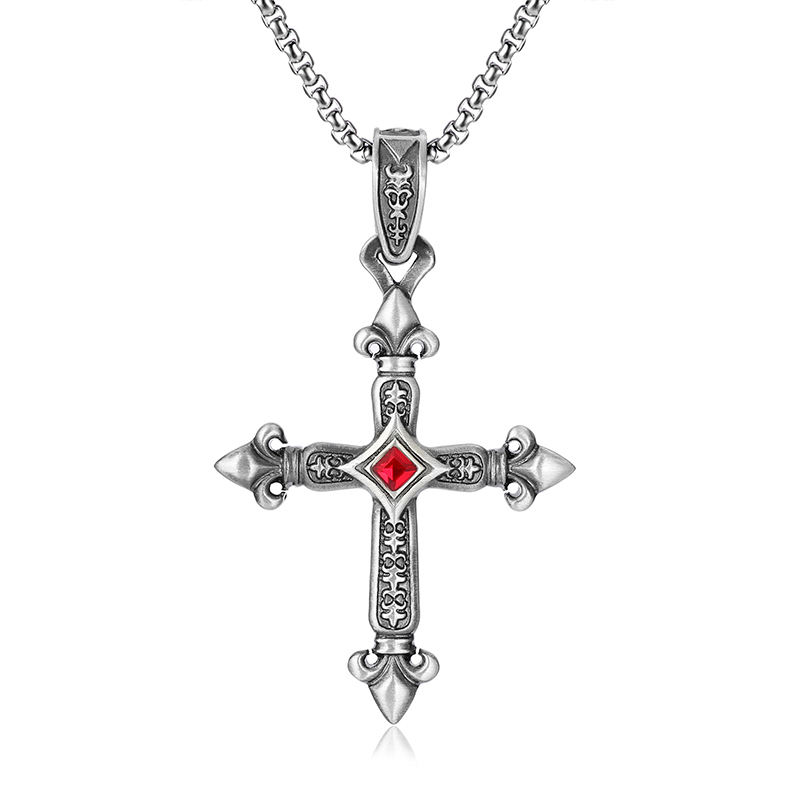 EVBEA  Cross with Ruby Necklace