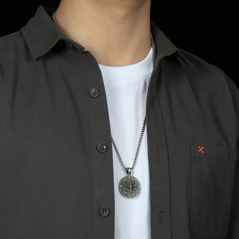Solid Pewter Vintage Compass Necklace | True North Guidance Pendant