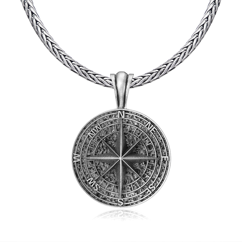 Solid Pewter Vintage Compass Necklace | True North Guidance Pendant