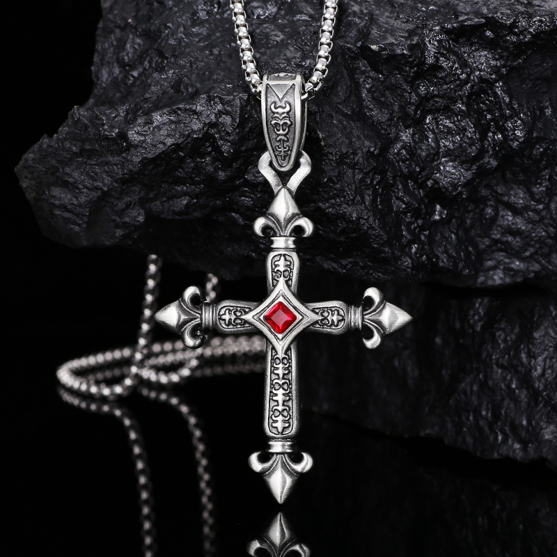 EVBEA  Cross with Ruby Necklace
