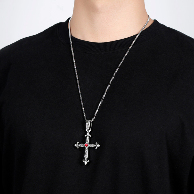 EVBEA  Cross with Ruby Necklace