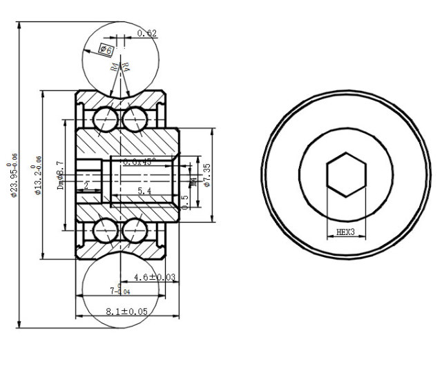 REV18G -Track roller for shaft 6