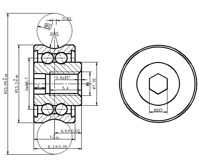 RCV18G -Track roller for shaft 6