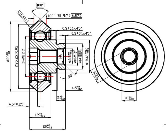 TD02055R05 - Rolo de esteira para trilho