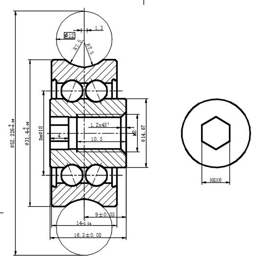 RCV43G -Track roller for shaft 12