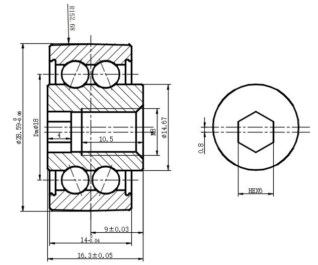 REU43G -Track roller for Flat guide rail