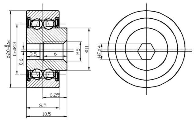 LRPA28.2RS-Rulli per binario di guida piatto