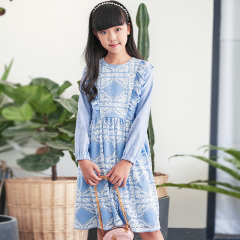 New Children's Light Blue Embroidered Dress - Exquisite and Sweet Style