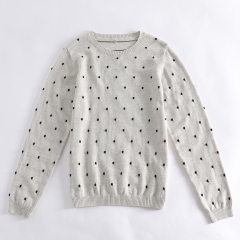 Customizable light gray crew - neck polka - dot pullover sweater