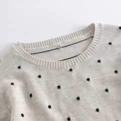 Customizable light gray crew - neck polka - dot pullover sweater