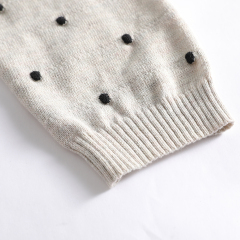 Customizable light gray crew - neck polka - dot pullover sweater