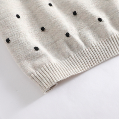 Customizable light gray crew - neck polka - dot pullover sweater