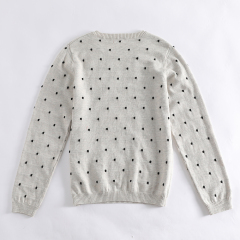 Customizable light gray crew - neck polka - dot pullover sweater