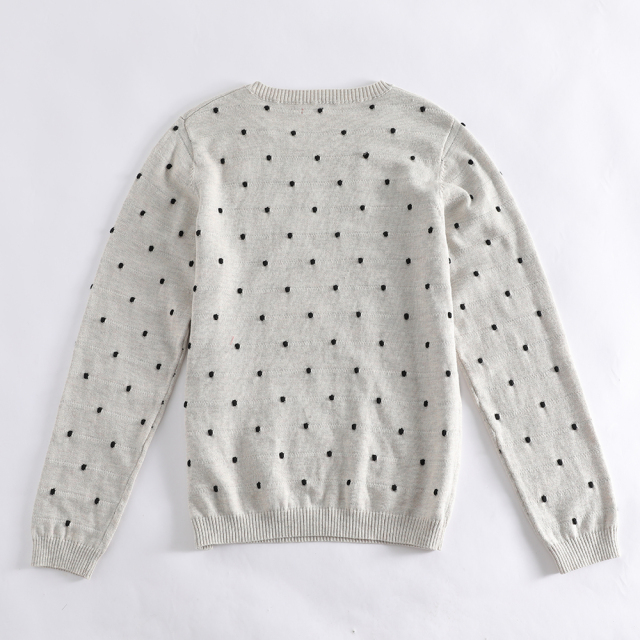 Customizable light gray crew - neck polka - dot pullover sweater