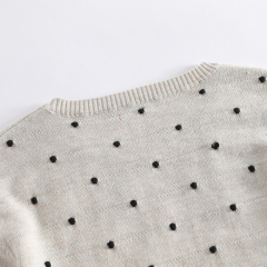 Customizable light gray crew - neck polka - dot pullover sweater