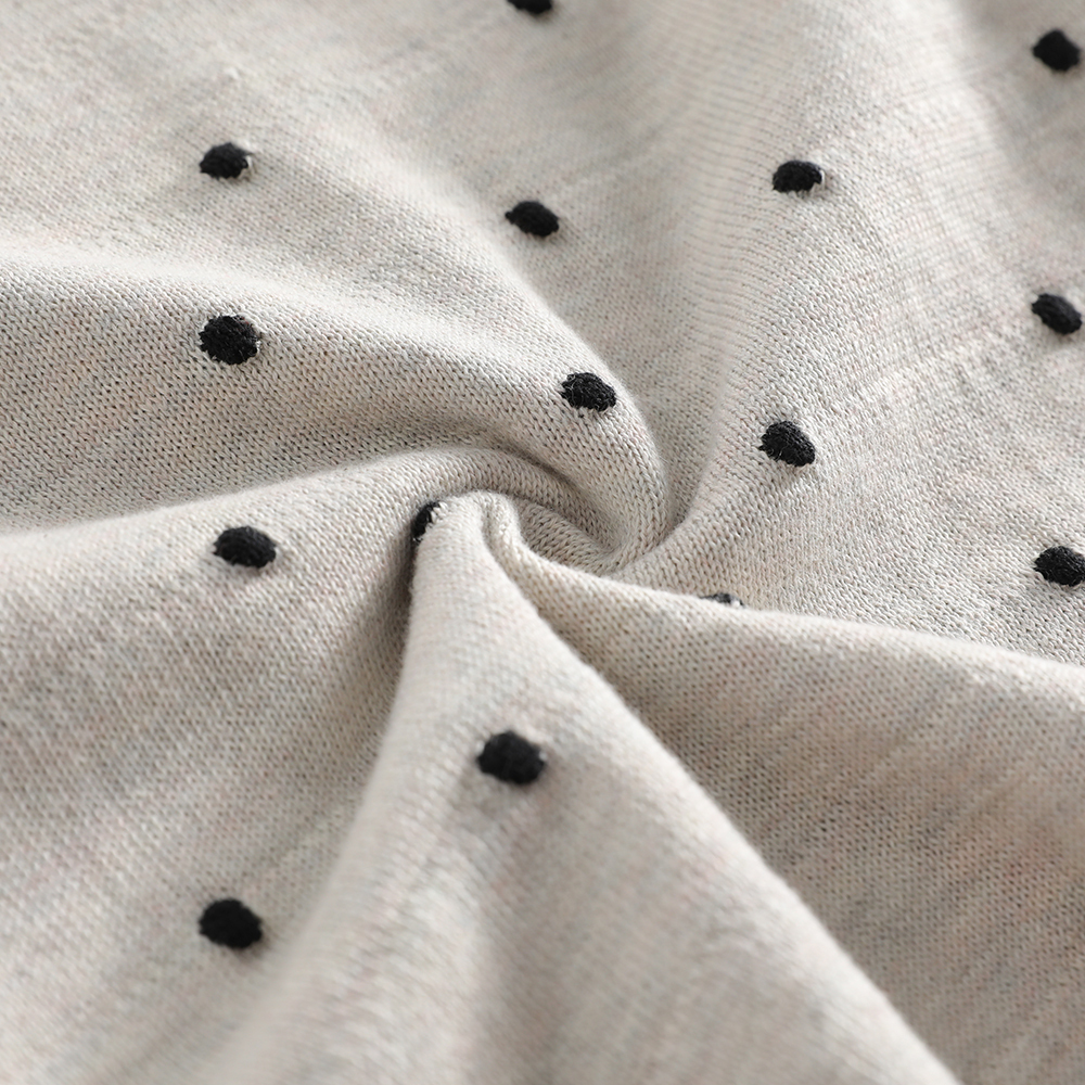 Customizable light gray crew - neck polka - dot pullover sweater