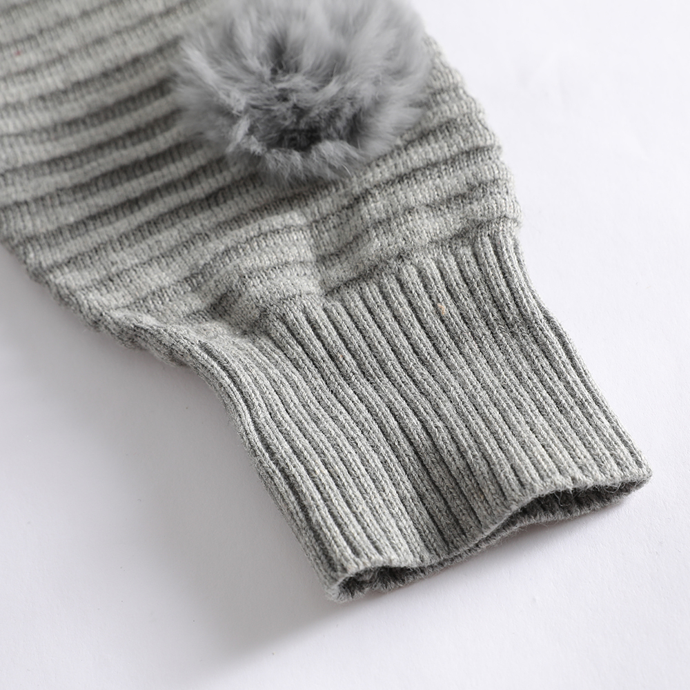 Custom - made and processed light gray pom - pom sweater