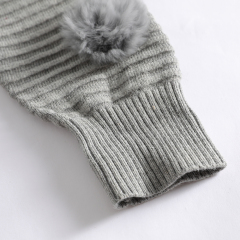 Custom - made and processed light gray pom - pom sweater
