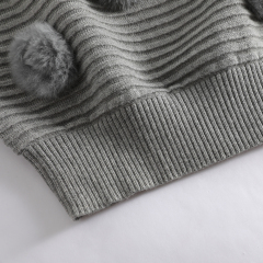 Custom - made and processed light gray pom - pom sweater