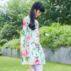 New Spring and Autumn Girls' Floral Printed Dress