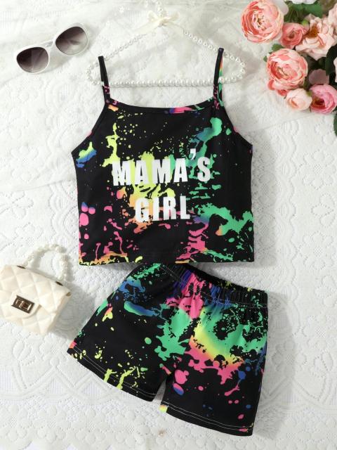 Colorful Splatter - Style “MAMA'S GIRL” Girls' Camisole and Shorts Set